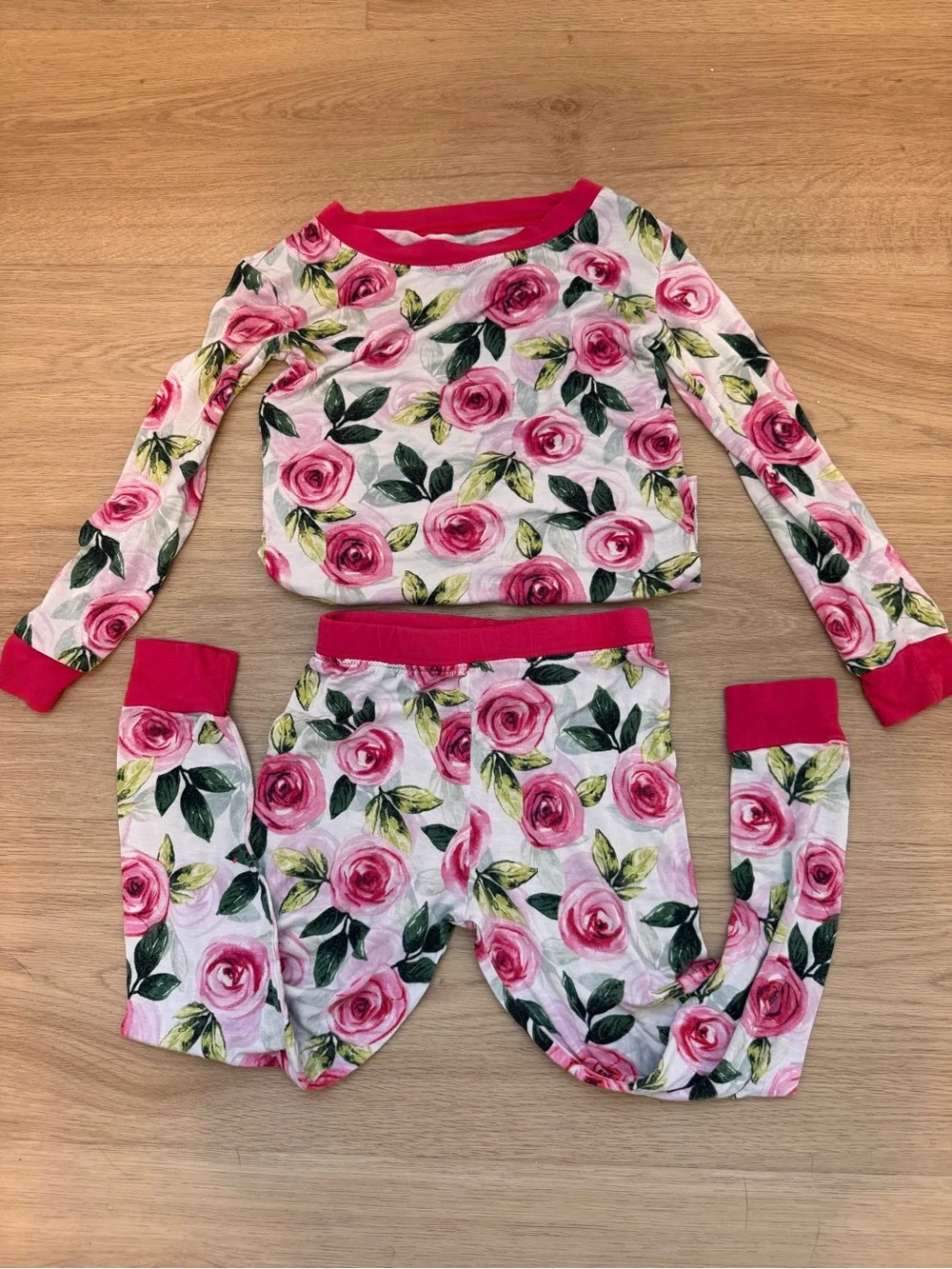 Little Sleepies Pink Rose Floral Long Sleeve Pajama Set